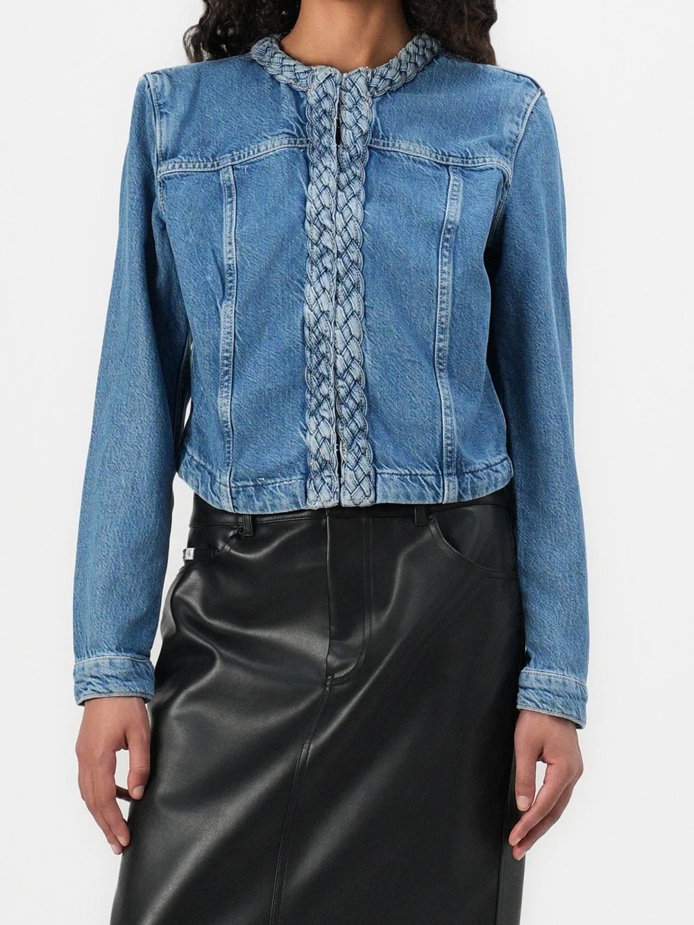 NWT Guess Light Blue Braided-Trim Denim Jacket (XL)